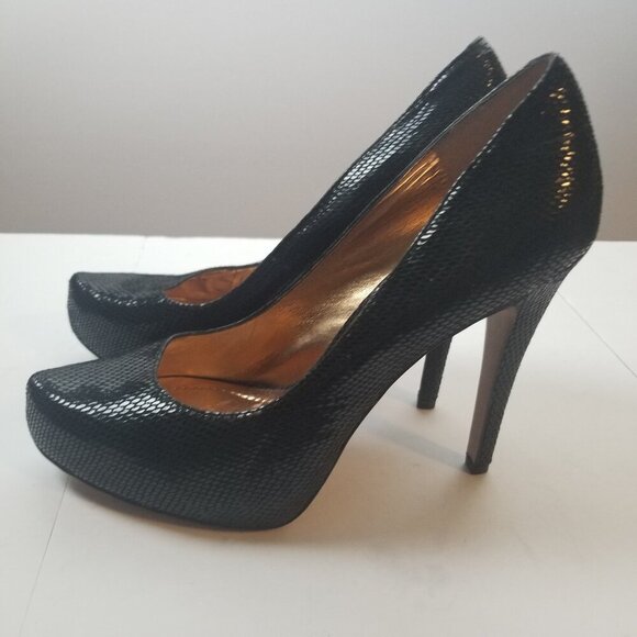 BCB Generation Women's Snake Skin Black Stiletto heels Sz 8M - Picture 1 of 8